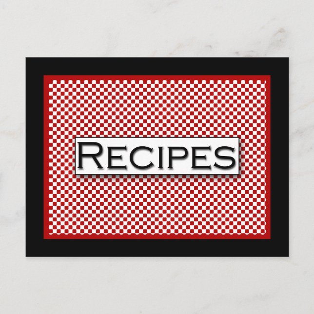 Tarjeta de receta de Gingham Check Red Black White (Anverso)