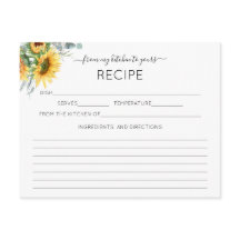 Tarjeta de receta de girasol acuático