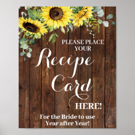 Tarjeta de receta de girasoles Señal de ducha nupc