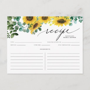 Tarjeta de receta de girasoles y eucalipto Watecol