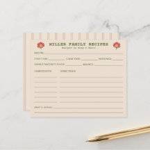 Tarjeta de Receta de Granja Botánica Rústica Famil