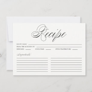Tarjeta de receta de guión elegante negro