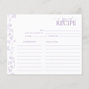 Tarjeta de receta de guion floral de lavanda de Li