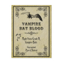 Tarjeta de receta de Halloween con vampiro en sang