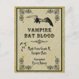 Tarjeta de receta de Halloween con vampiro en sang