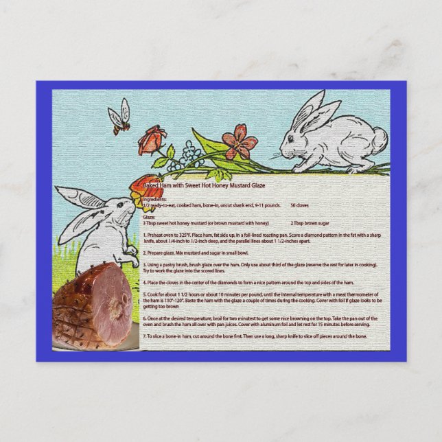 Tarjeta de receta de Ham Easter horneada (Anverso)
