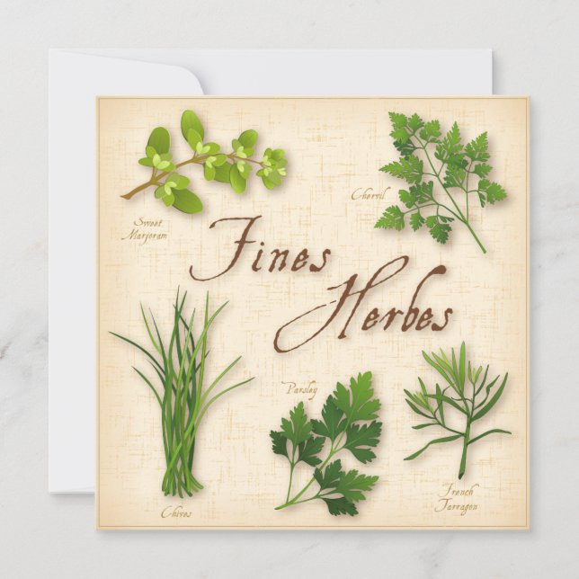 Tarjeta de receta de hierbas finas (Anverso)