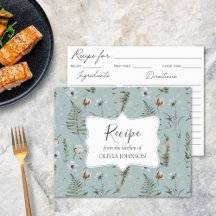 Tarjeta de Receta de Hojas Florales Botánicas de F