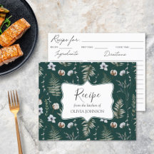 Tarjeta de Receta de Hojas Florales Botánicas Flor