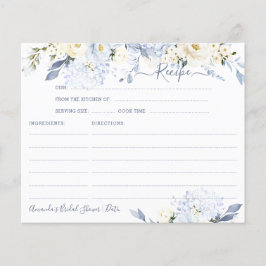 Tarjeta de Receta de Hortensias Azules H2 con Rosa