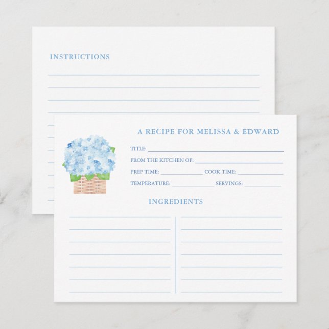 Tarjeta de receta de Hydrangea Azul de la Abuela C (Anverso / Reverso)