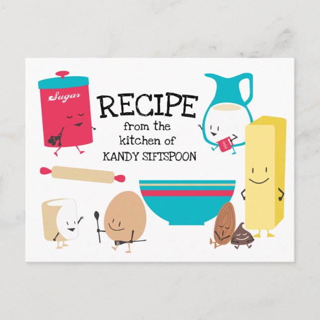Tarjeta de receta de ingredientes de cocción retro (Anverso)
