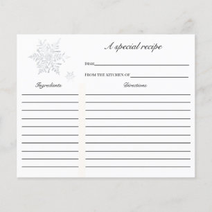 Tarjeta de receta de invierno Snowflake Bridal Sho