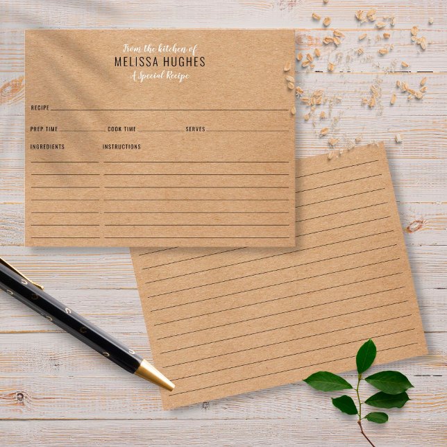 Tarjeta de Receta de Kraft Rústico de la Cocina (Subido por el creador)