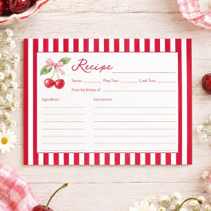 Tarjeta de receta de la cereza en la parte superio