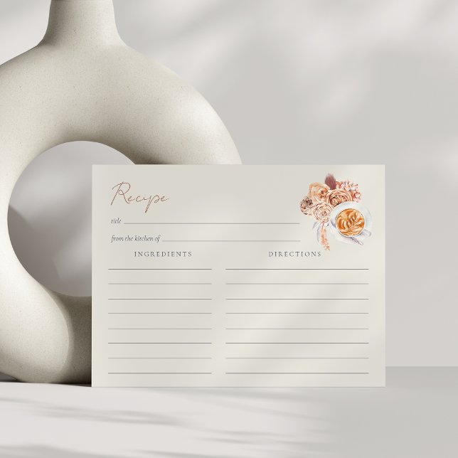 Tarjeta de receta de la Copa Boho Floral Coffee Cu (Subido por el creador)