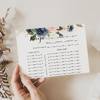 Tarjeta de receta de la ducha azul azul de la Mari