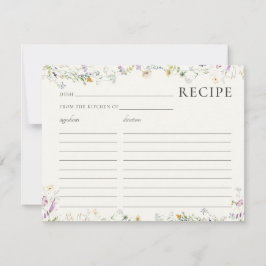 Tarjeta de receta de la ducha de flores de flores