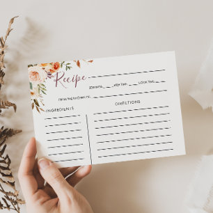 Tarjeta de receta de la ducha de Moda clásica Boho