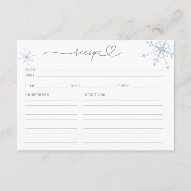 Tarjeta De Receta De La Ducha De Nieve En Amor (Anverso)
