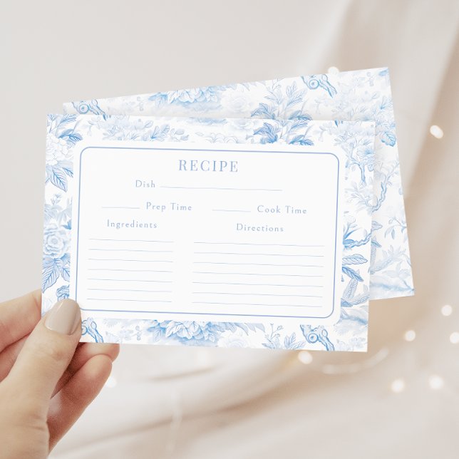 Tarjeta de receta de la ducha de novia Blue White  (Subido por el creador)
