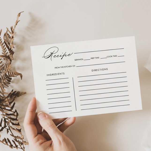 Tarjeta de receta de la ducha de novia caligráfica (Subido por el creador)