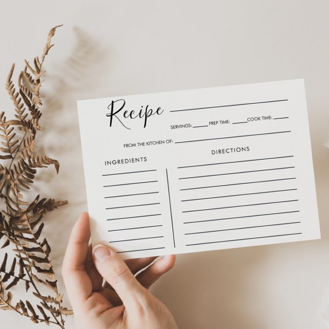 Tarjeta de receta de la ducha de novia caligráfica (Subido por el creador)