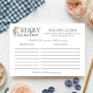 Tarjeta de receta de la ducha de novia de arándano
