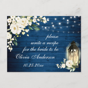 Tarjeta de receta de la ducha de novia de Blue Woo