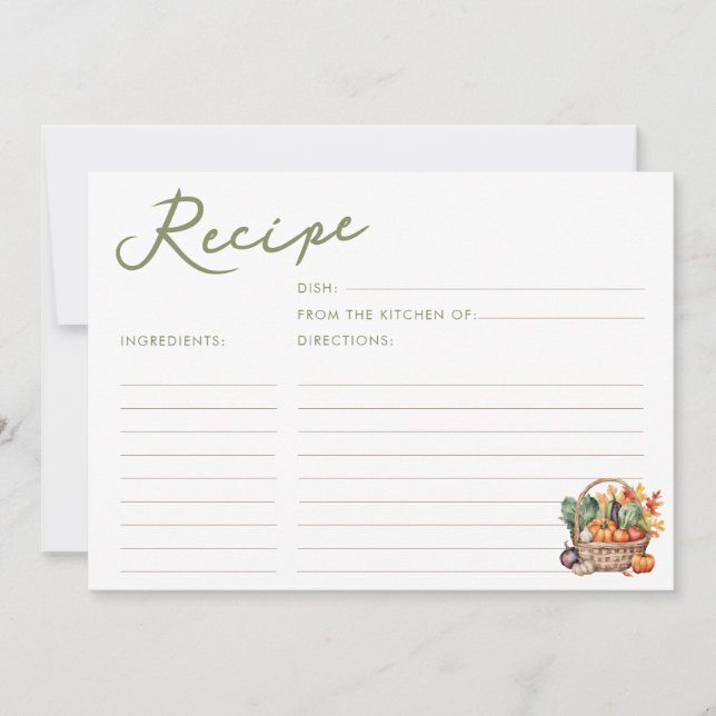 Tarjeta de receta de la ducha de novia de la cesta (Anverso)