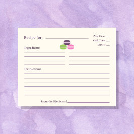 Tarjeta de receta de la ducha de novia de los Maca