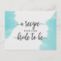 Tarjeta de receta de la ducha de novia del cepillo