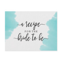 Tarjeta de receta de la ducha de novia del cepillo