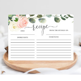 Tarjeta de receta de la ducha de novia dorada rosa