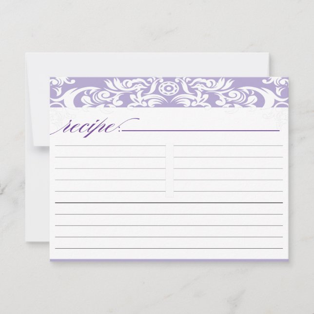 Tarjeta de receta de la ducha de novia Purple Dama (Anverso)
