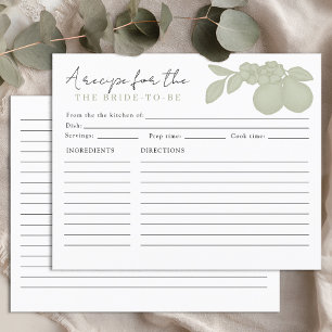 Tarjeta de receta de la ducha de novia Sage Green