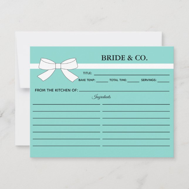 Tarjeta de receta de la ducha de novia Tiara Fiest (Anverso)