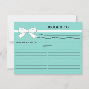 Tarjeta de receta de la ducha de novia Tiara Fiest