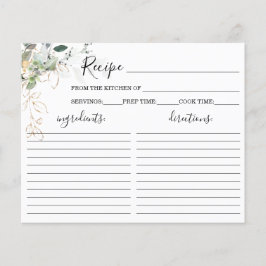 Tarjeta de receta de la ducha de novia verde