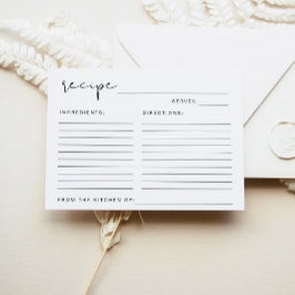 Tarjeta de receta de la ducha Minimalista nupcial 