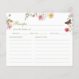 Tarjeta de receta de la ducha nupcial de flores si