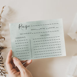 Tarjeta de receta de la ducha verde de la novia bl