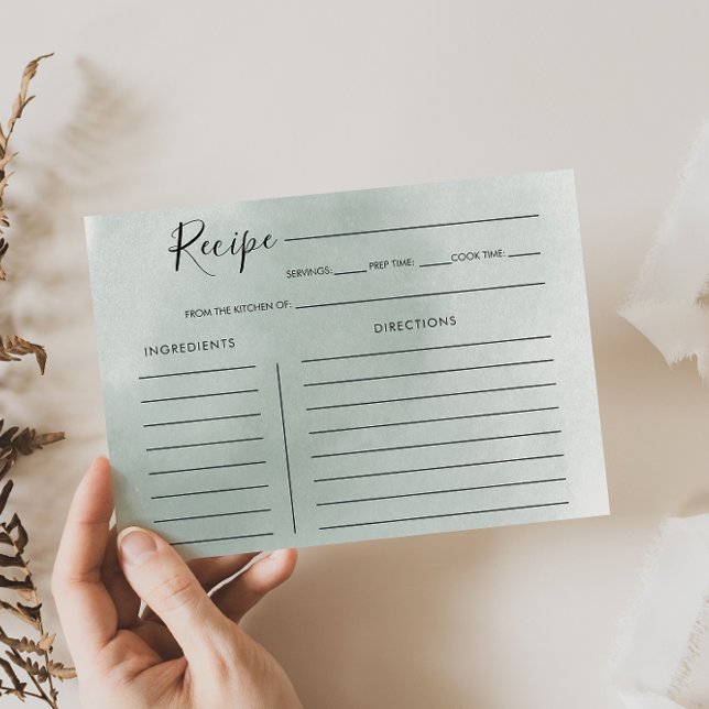 Tarjeta de receta de la ducha verde de la novia bl (Subido por el creador)