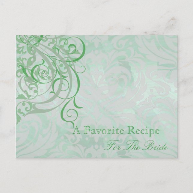 Tarjeta de receta de la ducha verde verde de rococ (Anverso)