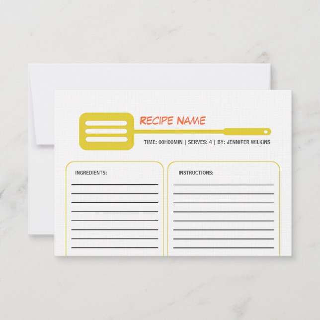Tarjeta de receta de la espátula amarilla (Anverso)