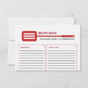 Tarjeta de receta de la espátula roja
