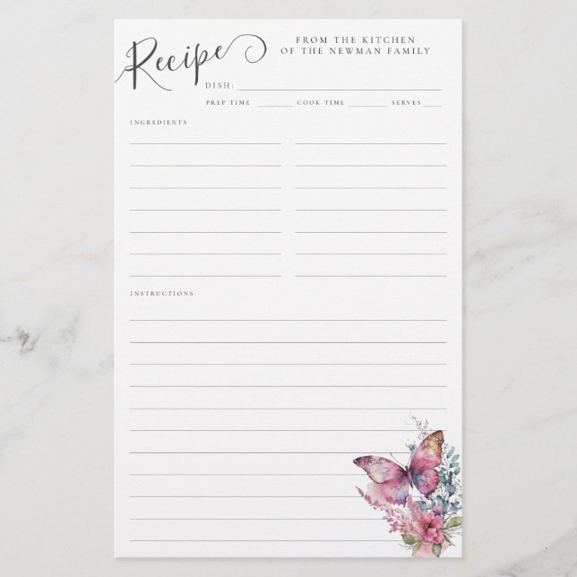 Tarjeta de receta de la familia de flores silvestr (Anverso)