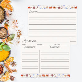 Tarjeta de receta de la familia de flores silvestr