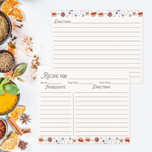 Tarjeta de receta de la familia de flores silvestr (In situ)