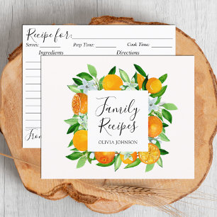 Tarjeta de Receta de la Familia de Frutas y Flores